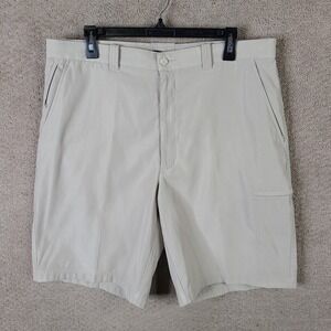 PGA Tour‎ Shorts Mens 36 Beige Cargo Tech Zone Golf Zip Pockets Khaki